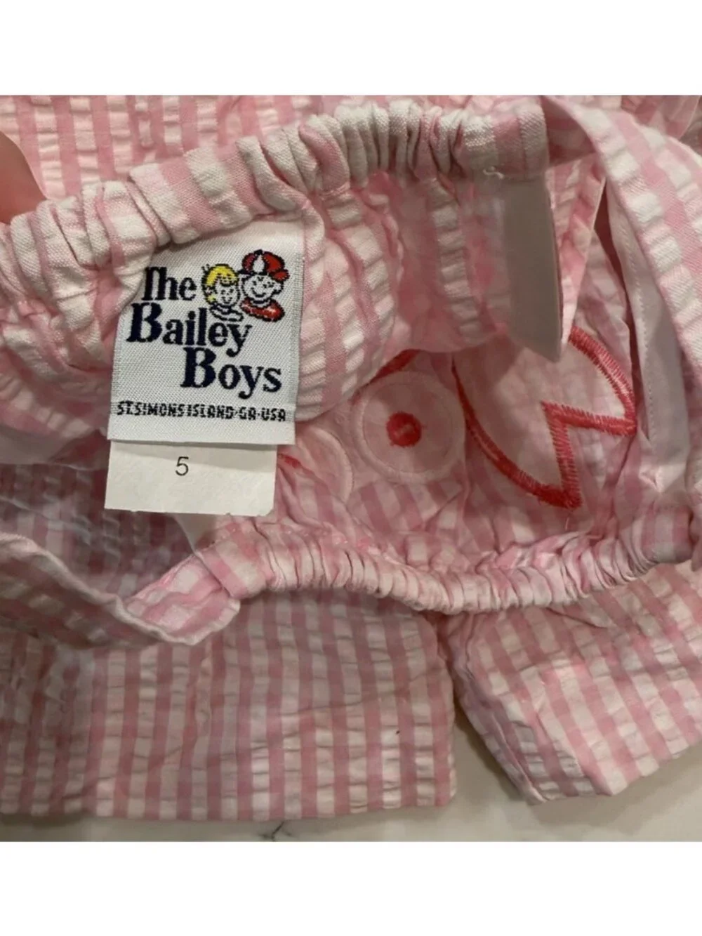 The Bailey Boys Pink Gingham Crab Applique Pillowcase Tank Top Shorts Set Size 5